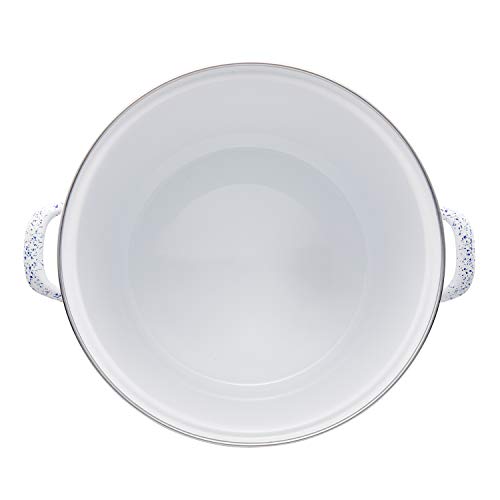 Paula Deen Enamel on Steel Stock Pot/Stockpot with Lid, 12 Quart, White with Blue Speckle