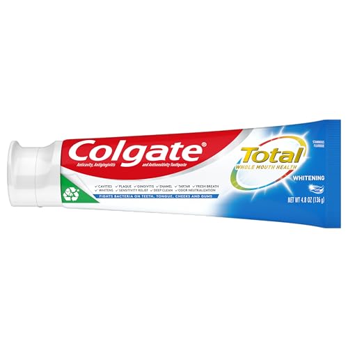 Colgate Total Teeth Whitening Toothpaste Gel, 10 Benefits, No Trade-Offs, Sensitivity and Whitening Gel Toothpaste, 4.8 oz Tube