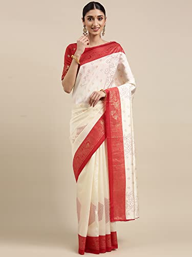 Image of AKHILAM Women's Banarasi Silk Printed Saree With Unstitched Blouse Piece (F013PJ139 Parent)