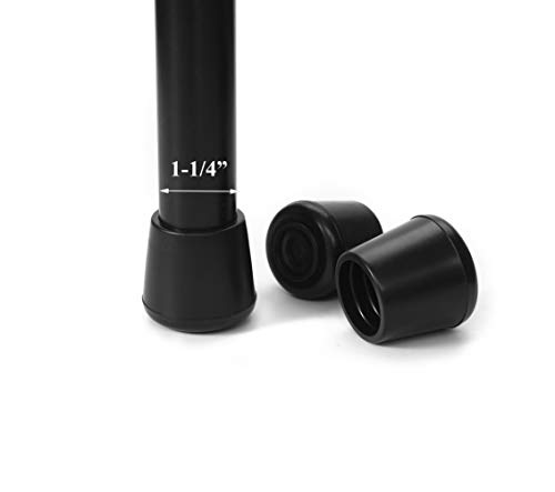 Furnigear Chair Leg Tips Caps Non-Slip Rubber Leg Tips 1-1/4” Inner Diameter Chair Leg Floor Protectors Round Black, 8 Pack