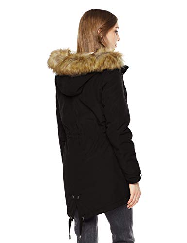 Royal Matrix Women's Warm Winter Parka Coat Hooded Sherpa Lined Winter Jacket with Zip Pockets (Black, 8)