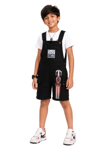 Image of KiddoPanti Unisex Denim Cargo Dungaree Shorts | 69.1% Cotton 29% Spun Poly 1.9% Spandex | Above Knee Length | Soft Breathable Summer Dungaree