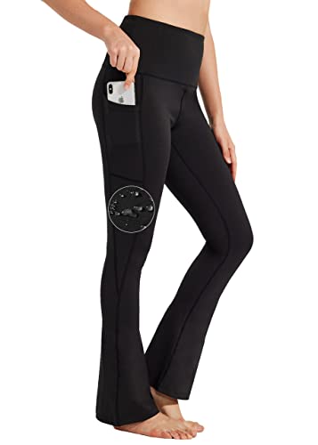 BAYGE Damen Bootcut Yogahose Hohe Taille Wasserdicht Blickdicht Bauchkontrolle Slim Fit Leggings Sporthose Schlaghose Sweathose Fitnesshose mit Taschen,...