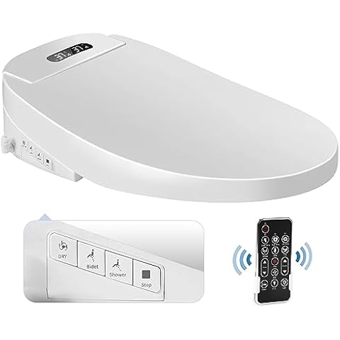 Electric Bidet Toilet Seat with Wireless Remote - Elongated Heated Bidet Toilet Seat with Quick Access Sidebar, Bidet Warm Water with Dryer, LED Nightlight, Self-Clean Nozzle, Slow Close Cover