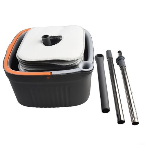 Selbstwaschender rotierender Wischeimer, flaches Wischmopp-Set, 360° drehbarer Moppkopf, separates sauberes schmutziges Wasser, Wischeimer + Stange + Moppköpfe – Bild 5