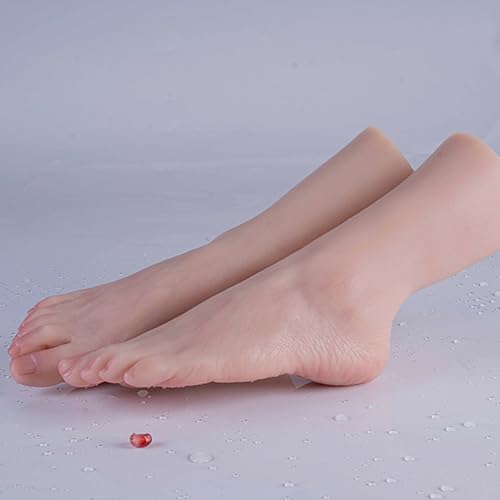 YUAIWOV Realistic Foot Model, Liquid Silicone Female Life-Size Fake Foot Mannequin for Painting, Tattoo Practice, Shooting Props, Right, Full Positioning