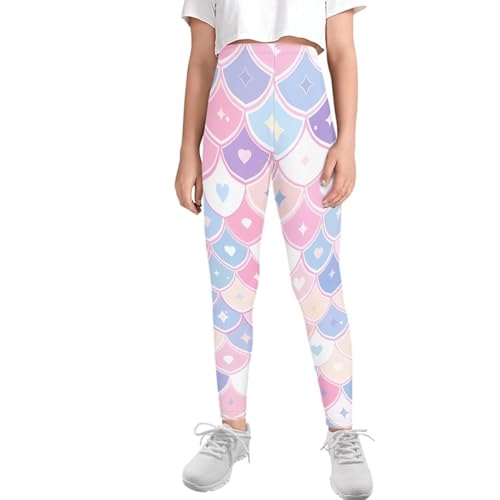 Girls Leggings Stretch High Waist Long Leggings Casual Comfy Running Active Athletic Tights 4-13 Years