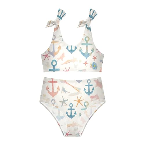 KLL Ocean Simple Anchors Girl 2 Piece Bikini Sets Beach Bathing Suit Swimwear Cute Shoulder Strap3