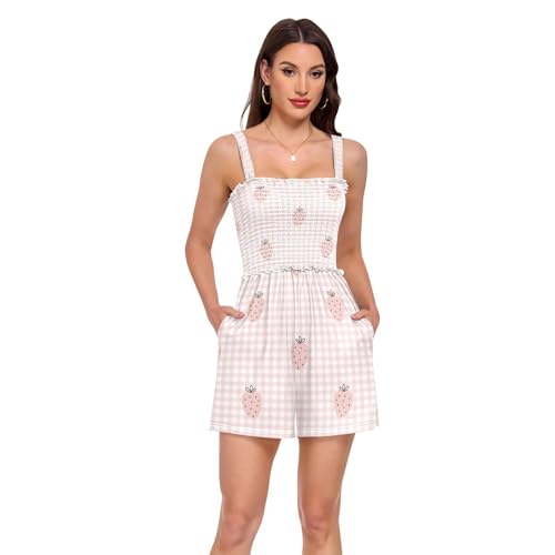 Combinaison à carreaux et barboteuse d'été pour femme tendance