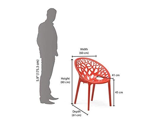 Image of SkyGlamour Neelkamal Crystal Plastic Chair | Chairs for Home, Living Room, Garden, Patio Durable Indoor & Outdoor |Plastic Chair Set of 2; Colour: Red