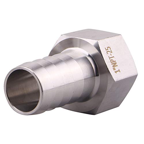 DERNORD 1" Barbed Hose x 1" NPT Female - Home Brew Fitting 304 Stainless Steel Pack of 2