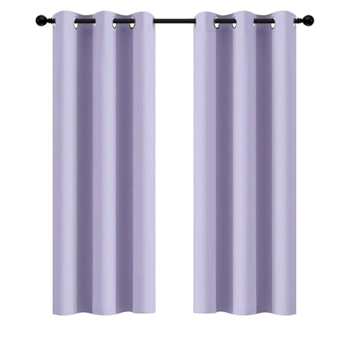 Yakamok Blackout Curtains Room Darkening Thermal Insulated Window Panels,Solid Grommet Top Drapes for Bedroom/Living Room(42Wx72L, Lilac, 2 Panels)