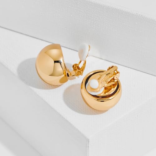 Gold Clip on Earrings Ball Drop Clip Earrings for Women Button Clip Earring Trendy Earrings for Women4