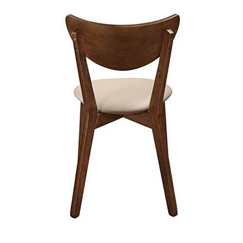 Coaster Home Furnishings 103062 Kersey Mid Century Modern Set Of 2 Wood Dining Side Chairs Curved Back Padded Tan Faux Leather Polyurethane Upholstered Seat Cushion Chestnut Brown 103062 thumb #5