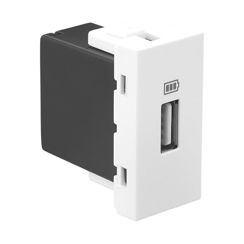 Image of Legrand Allzy Modular Type-A USB Charger Socket (1500mA, 1-Module, White) | Fast Charging, IS 13252 Certified | Compatible w /All Smartphones, Tabs | Wall USB-Socket for Home, Office, Hotel