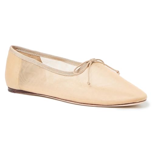 UBWDU Mesh Ballet Flats for Women Round Closed Toe Mary Jane Flats Ballerina Shoes with Bow