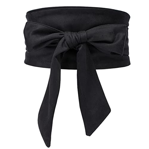 Suede Waist Belts Wide Corset Cinch Dress Belts Cummerbunds Bowknot Self Tie Waist Band