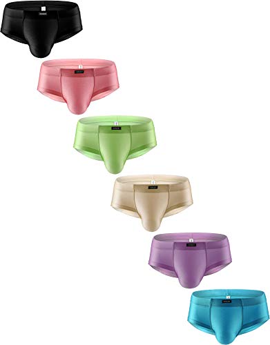 IKINGSKY Men's Seamless Front Pouch Briefs Sexy Cheeky Mens Underwear High Stretch Under Panties