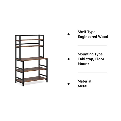 Tribesigns 5-Tier Kitchen Bakers Rack With Hutch, Industrial Microwave Oven Stand, Free Standing Kitchen Utility Cart Storage Shelf Organizer (Rustic Brown) #TOP7