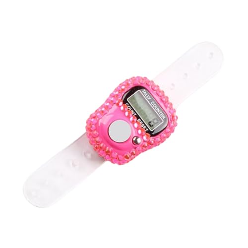 Compteur de doigts électronique, compteur de tours numérique, compteur LCD électronique, compteur décimal, numérique, réinitialisable manuellement (rose)