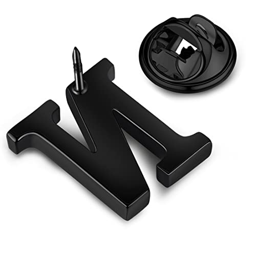 Image of HONEY BEAR Initial Alphabet Letter Lapel Pins Collar Badge Brooches for Mens /Womens Shirt Dress Decoration Black
