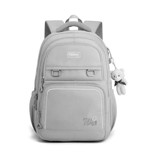 Mochila Fofa Feminina De Costas Bolsa Impermeável Escolar Leve Escolar Viagem Trabalho Faculdade Passeio Dia a Dia Fashion Elegante Confortavel Versatil Menina Escola Casual (Cinza)