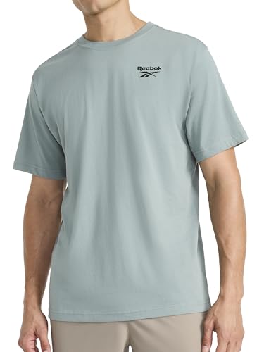 Reebok Mens Peak Short Sleeve T-Shirt Standard Fit Lightweight Cotton-Poly Fabric Vintage Moss Small