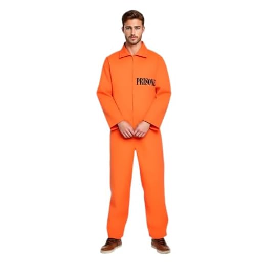 Disfraz de Preso para Carnaval Cosplay Disfraz Convicto de Halloween Cosplay Traje DisfrazDe Prisionero Naranja para Adultos Prisoner Costume Unisex Aplica a Juego rol Fiesta Temática Halloween