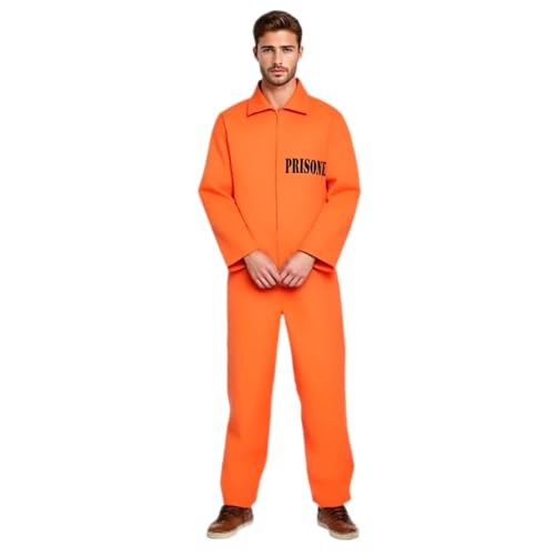 Genérico Mono Naranja Disfraz de Prisionero para Hombre y Mujer Disfraz de prisión Naranja Classic Disfra Preso Hombre Prisoner Costume Unisex para Carnaval, Halloween y Fiestas Temáticas