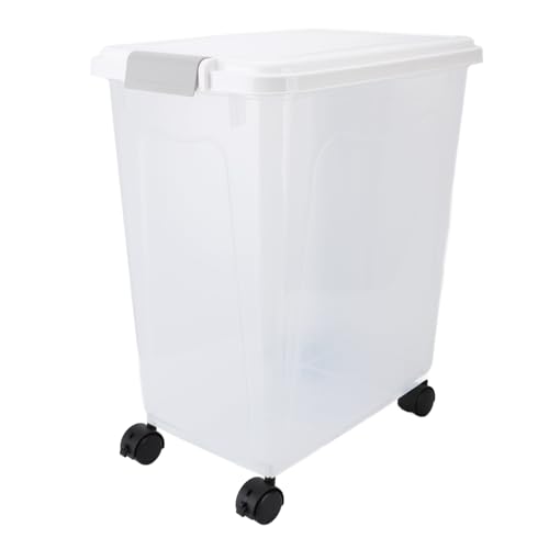 Contenedor de arroz de 30 kg con tapa, dispensador hermético grande de harina de cereales con ruedas rodantes Contenedor de almacenamiento de alimentos for cereales, harinas, refrigerios y alimentos f