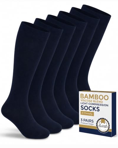 Image of Pembrook Bamboo Viscose Light Compression Socks - 3 Pairs | 8-15 mmhg Compression Socks | Knee High Comfort Support Socks