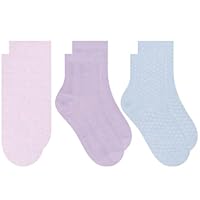 SELENE Kit 3 Meia Cano Médio Com Textura e Lurex Confortável Respirável Feminina Adulto, 1 Azul Claro - 1 Lilás Claro - 1 Rosa Claro, 34-39