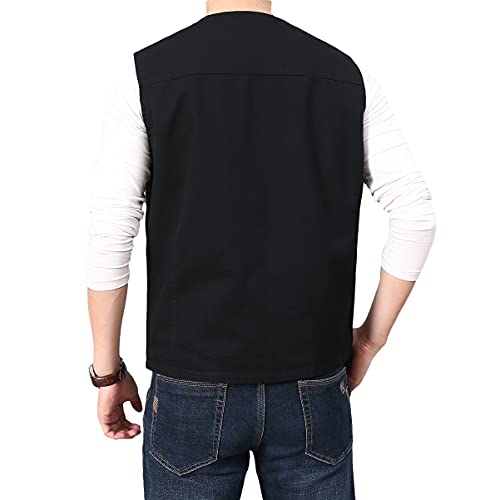 PRIJOUHE Men's Casual Outdoor Cotton Vest Lightweight Breathable Multi-Pocket Fishing Safari Travel Vests Outwear2