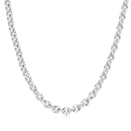 FANCIME 'Sunlit Grace' Gold Plated Sterling Silver Blossom Link Chain Necklace Fine Jewelry Gift for Women and Men, Width: 2.2&3.8MM, Length: 18&20 Inches