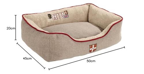 HUNTER Hundesofa UNIVERSITY, gemütliches Hundebett im College-Look, weiches Kuschelsofa mit Wendekissen, erhöhter Rand, Bezug waschbar, Farbe: grau, Größe: M