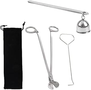 3PCS Candle Accessory Set, 3 in 1 Candle Wick Trimmer Set, Candle Wick Trimmer, Candle Wick Snuffer Set Wick Dipper, Stainless Steel Candle Care Tools with Gift Package for Candle Lovers (Silver)