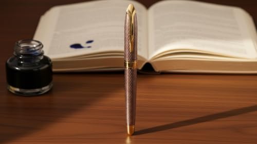 Image of Personalized Name Engraved Ball Pen | Stainless Steel Premium Blue Pen | Custom Name Pen for Gift,Corporate Gift | Smooth Writing Refillable Ballpoint Pen for Men Women (Rose Gold Brown)