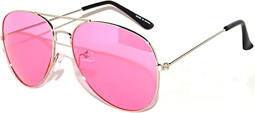 Classic Aviator Style Pink Gradient Lens Sunglasses Metal Silver Frame Ladies