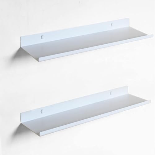 YUET 2 Piezas Estanterias de Pared, Aluminio 30cm Blanco, Estante Pared Montados en la Pared, Estantes para Ducha, Estantes flotantes de Pared, Baño, Cocina, Sala de Estar, Oficina, Salón