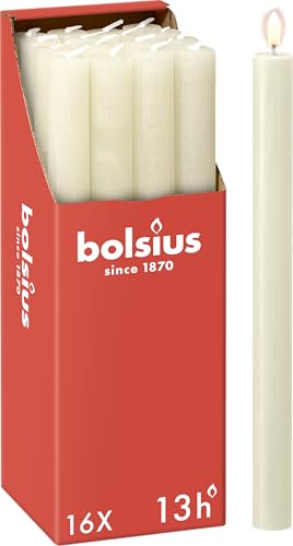 Bolsius - Rustik Stabkerzen - Elfenbein - 16 Stück - 27 x 2.3 cm -...