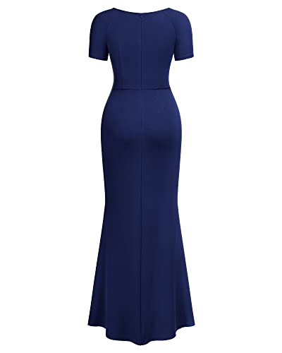 Image of Miusol Women's Deep V-Neck Ruffle Split Evening Prom Long Dress