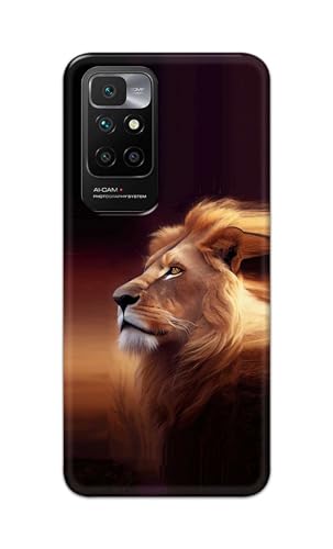 Image of Plastic Printfidaa Printed Hard Back Cover Case For Mi Redmi 10 Prime Back Cover (Danger Lion) -112