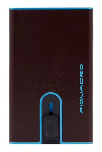 PIQUADRO Leather Credit Card Holder, Metal Mechanism, Mo - Mogano, standard size