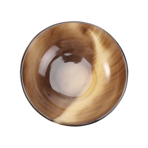 EXAOMBLE Cuenco de Cuerno de Buey Natural Color Café para Llenar Salsas y Vinagre Diseño Único y Apariencia Imponente para Restaurantes Chinos y Hoteles