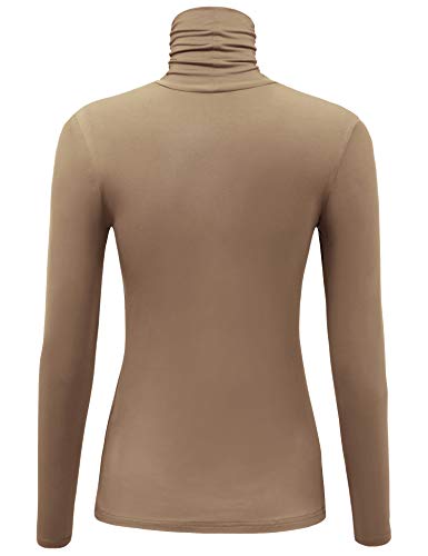 Image of AUHEGN Women's Long Sleeve Lightweight Turtleneck Top Slim Fit Pullover T-Shirt (S-XXL)