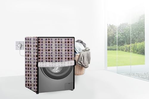 Image of Stylista Waterproof Front Load Washing Machine Cover Compatible for Haier 8 kg, Mosaic Pattern Magenta
