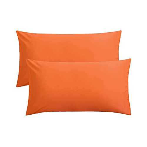 GREATOYAR Juego de 2 Fundas de Almohada con Cremallera, Funda de Almohada, Fundas Almohadas, Poliester, Transpirable Suave Antiarrugas, Tamaño 45x70cm, 2 Unidades, Naranja