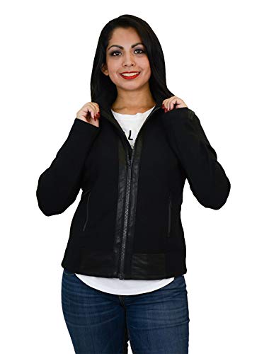 Harley-Davidson Womens Leather & Compression Knit Black Casual Jacket 98403-20VW