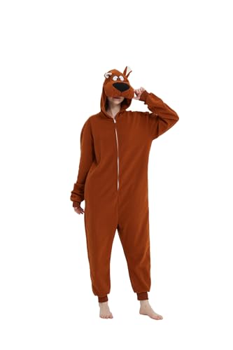 XYQRZPTLB Dog Onesie Adult Animal One-Piece Costume Halloween Christmas Unisex Cosplay Hooded Couples Pajamas For Men Women and Teen