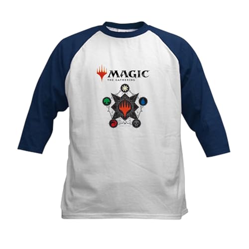 CafePress Magic Mana Symbols Baseball Jersey Kids Cotton Baseball Jersey, 3/4 Raglan Sleeve Shirt Navy/White